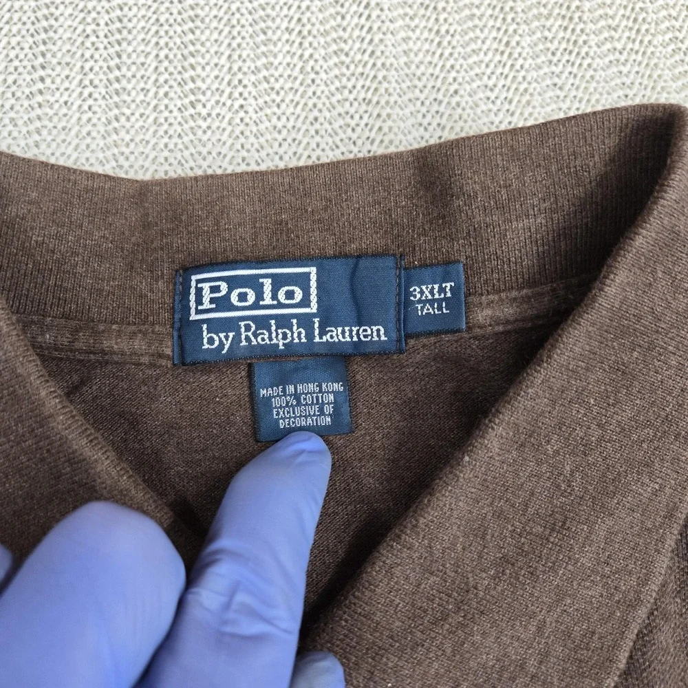 Polo Ralph Lauren Polo Shirt Mens 3XLT Brown Classic Fit Long Sleeve Big Tall